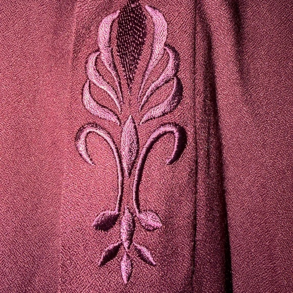 Barracuda Paris Men’s Burgundy Dress Shirt with Embroidered Collar - Picture 5 of 6